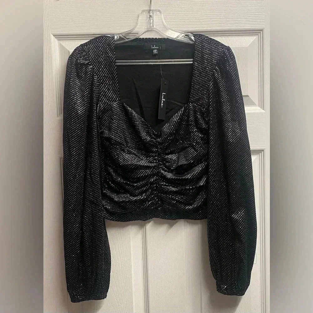 NWT Lulus Cropped Sequin/Sparkle Top Size Small